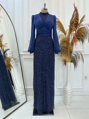 Lacivert Ella Abiye Elbise