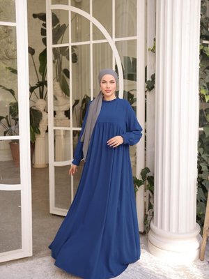 İndigo Ankanoor Fırfırlı Robalı Elbise