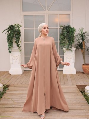 Bej Ankanoor Camel Yandan Büzgülü Salaş Ferace