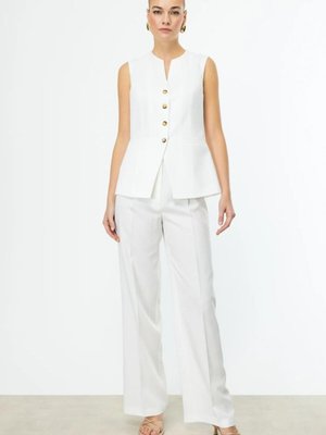 Ekru Lastikli Bol Paça Pantolon Ekru Lastikli Bol Paça Pantolon