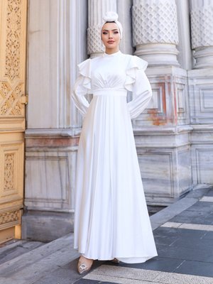 Ekru Berrak Abiye Elbise