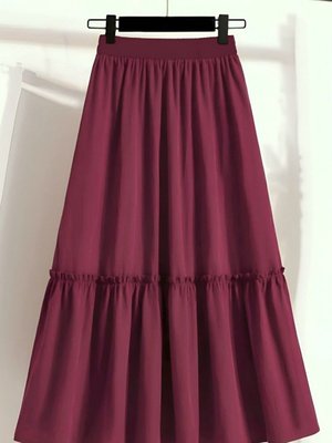 Bordo Beli Lastikli Paraşüt Etek Bordo Beli Lastikli Paraşüt Etek