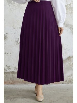 Mor Luisa Beli Lastik Piliseli Etek Mor Luisa Beli Lastik Piliseli Etek