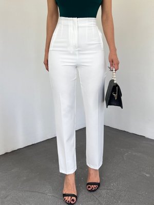 Beyaz Zra Pileli Havuç Pantolon