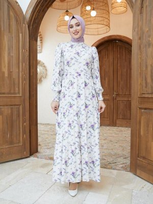 Mor Ankanoor Hakim Yaka Model Keten Elbise Mor Ankanoor Hakim Yaka Model Keten Elbise