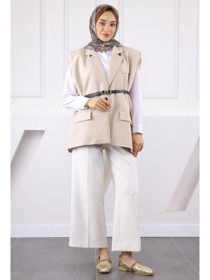 Bej Bel Kemerli Yelek Bej Bel Kemerli Yelek