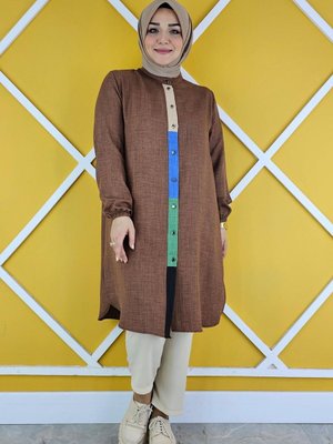 Kahverengi Kombin Detaylı Gömlek Kahverengi Kombin Detaylı Gömlek