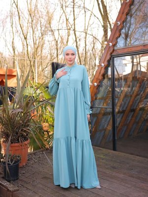 Mint Ankanoor Yarım Patlı Katlı Elbise