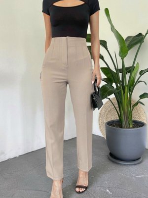 Bej Zra Pileli Havuç Pantolon