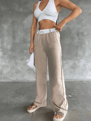 Bej Garnili Bol Paça Pantolon