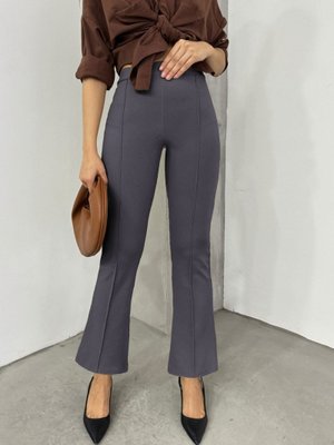 Füme Beli Lastikli Likralı İspanyol Pantolon