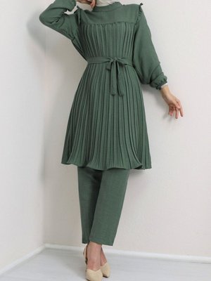 Haki Robadan Pileli Belden Bağlamalı İkili Takım