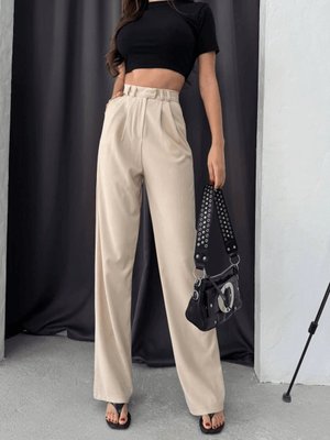 Krem Kancalı Pantolon