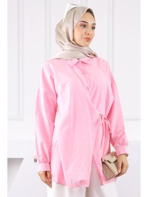 Pembe Yandan Bağlamalı Modal Tunik