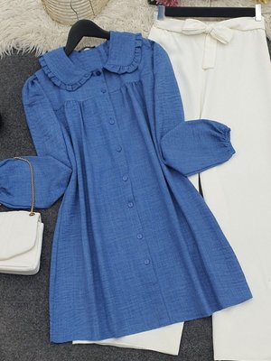 İndigo Bebe Yaka Boydan Düğmeli Tunik