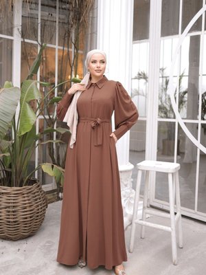 Kahverengi Ankanoor Gizli Patlı Düğmeli Ferace Kahverengi Ankanoor Gizli Patlı Düğmeli Ferace