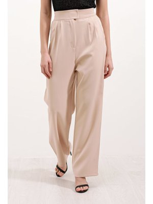 Bej Yüksek Bel Kumaş Pantolon Bej Yüksek Bel Kumaş Pantolon