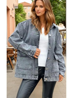 Gri Oversize Kot Ceket Gri Oversize Kot Ceket