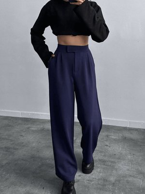 Lacivert Cırtlı Palazzo Pantolon Lacivert Cırtlı Palazzo Pantolon