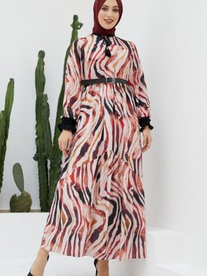 Kırmızı Ankanoor Kobe Krep Püskül Detaylı Kemerli Elbise Kırmızı Ankanoor Kobe Krep Püskül Detaylı Kemerli Elbise