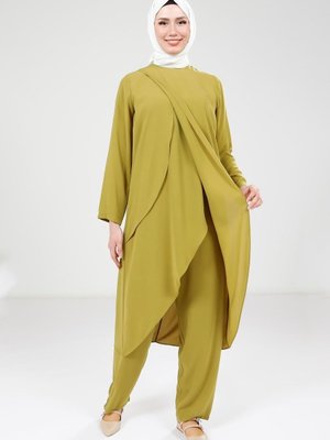 Yağ Yeşili Tunik Pantolon İkili Takım Yağ Yeşili Tunik Pantolon İkili Takım