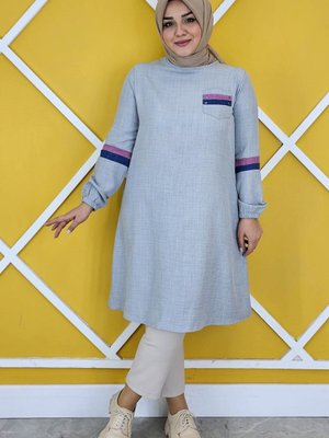 Gri Taş Ve Renk Kombin Detaylı Tunik Gri Taş Ve Renk Kombin Detaylı Tunik