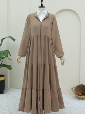 Vizon Boydan Fermuarlı Kolu Lastikli Parçalı Ayrobin Ferace