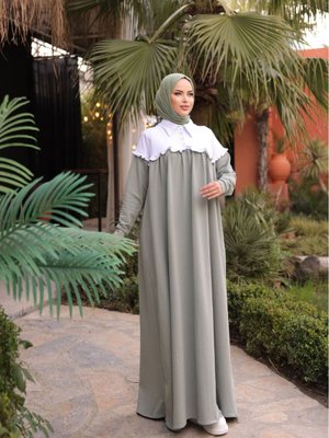 Mint Ankanoor Çağla Robası Fırfırlı Garnılı Iki İplik Elbise Mint Ankanoor Çağla Robası Fırfırlı Garnılı Iki İplik Elbise