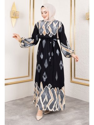 Siyah Renk Garnili Elbise