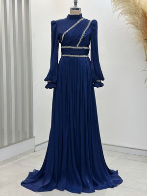 Lacivert Hermonie Abiye Elbise