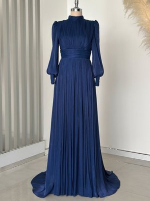 Lacivert Hellas Abiye Elbise