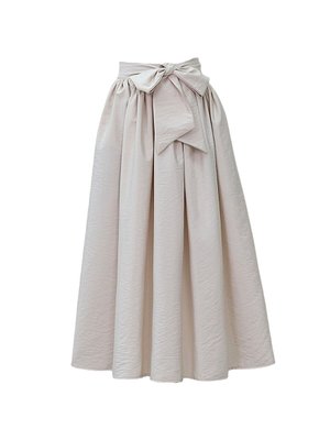 Bej Uzun Piliseli Kemerli Paraşüt Etek Bej Uzun Piliseli Kemerli Paraşüt Etek