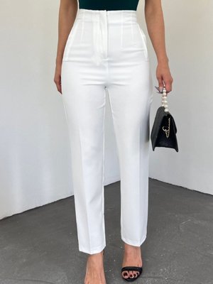 Beyaz Zra Pileli Havuç Pantolon