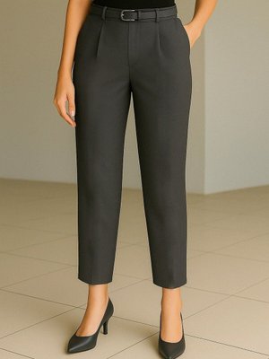 Füme Beli Kemerli Çift Cepli Pantolon