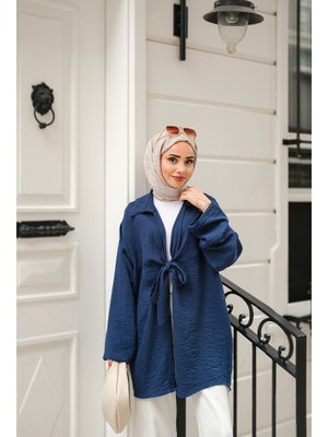 Lacivert Önden Bağlamalı Ceket Lacivert Önden Bağlamalı Ceket