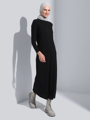 Siyah Basic Kaşkorse Elbise