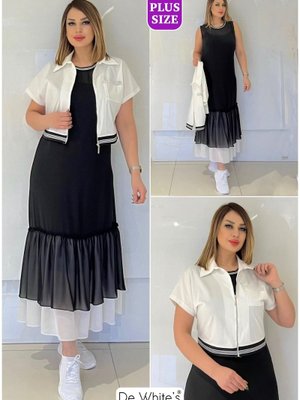 Siyah Büyük Beden Li Ceketli Elbiseli Takım