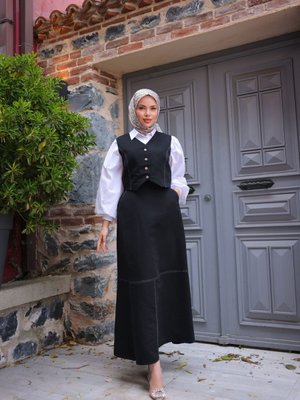 Siyah Ankanoor Etek Yelek İkili Takım