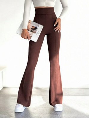 Kahve Beli Lastikli Likralı İspanyol Pantolon Kahve Beli Lastikli Likralı İspanyol Pantolon