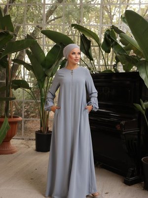 Gri Ankanoor Balon Kol Taşlı Ferace Gri Ankanoor Balon Kol Taşlı Ferace