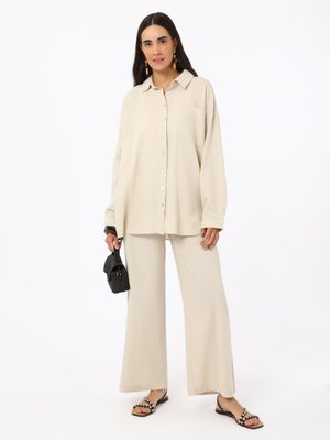 Bej Keten Karışımlı İkili Takım