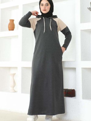 Antrasit Omuz Detaylı Elbise Antrasit Omuz Detaylı Elbise