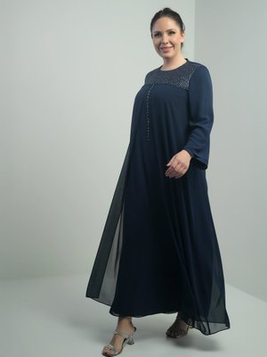Lacivert Büyük Beden Abiye Elbise