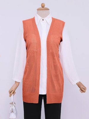 Nar Çiçeği Papatya Desenli Fileli Baharlık Yelek