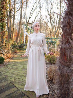 Açık Bej Ankanoor Reglan Kol Bel Lastikli Elbise Açık Bej Ankanoor Reglan Kol Bel Lastikli Elbise
