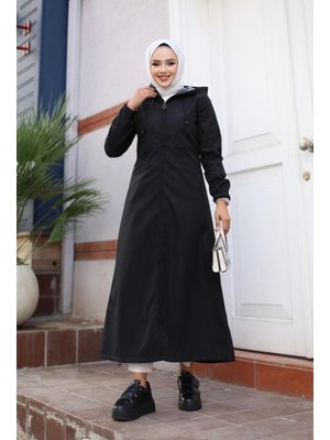 Kapüşonlu Cepli Fermuarlı Kap