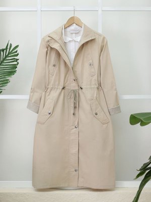 Taş Tünel Bağcıklı Üst Cep Detaylı Astarsız Yıkamalı Organik Koton Trenckot