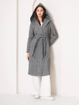 Gri Balıksırtı Kapüşonlu Kaşe