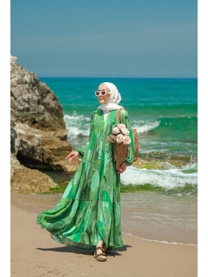 Yeşil Şekil Desenli Elbise Yeşil Şekil Desenli Elbise