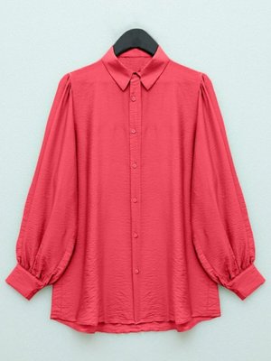 Nar Çiçeği Balon Kol Düz Tunik